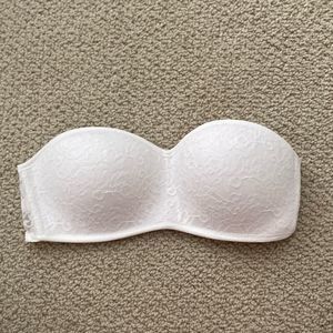 NEW Victoria’s Secret PINK Lace Bandeau White Strapless Size Small Padded NWOT